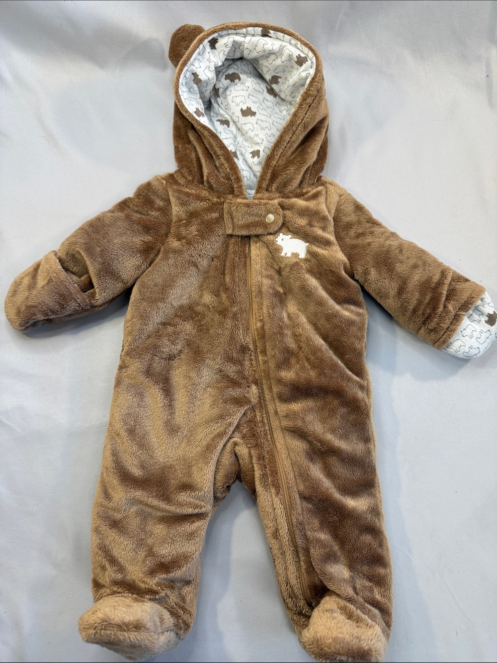 Carter's NWOT Brown Plush Bear Hooded One-Piece Footie Bunting Bag